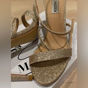 Gold glitter stilettos